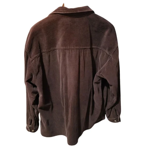 Vintage Y2K Structure Brown 100% Cotton Corduroy Long Sleeve  Shirt Large - Picture 2 of 6